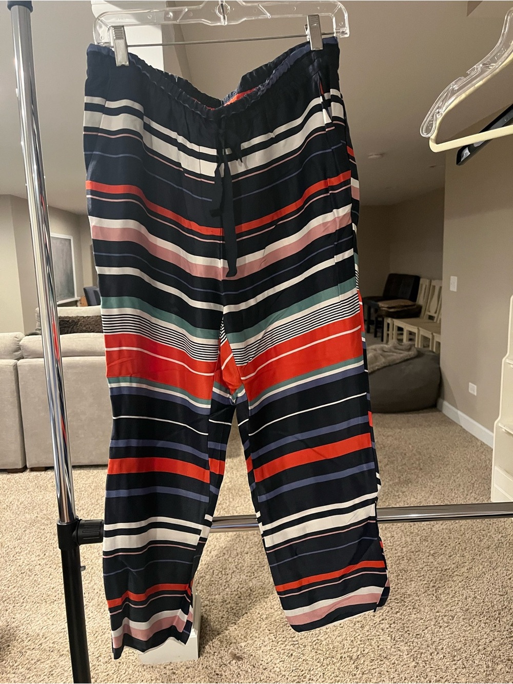 LOFT Navy Pants with Red Stripe